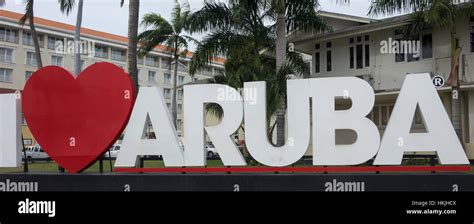 Aruba Oranjestad I Love Aruba Sign Stock Photo Alamy