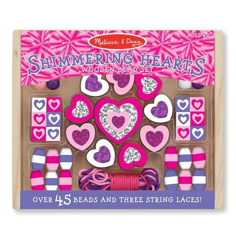 Melissa And Doug Shimmering Hearts Wooden Bead Set Toys And Games