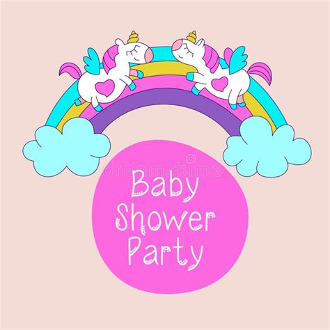 Mom Unicorn And Baby Unicorn Welcome Kiddo Baby Shower Party Stock