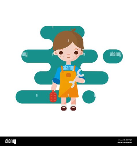 Cute Little Plumber Boy Plumber Boy Isolated Vector Illustration