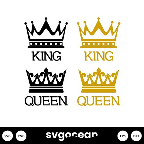 King And Queen Crowns Svg Vector For Instant Download Svg Ocean