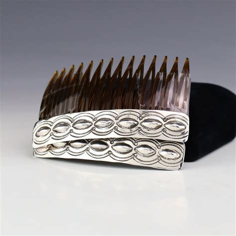 Native American Navajo Sterling Silver Combs By Jennie Blackgoat The Crow And The Cactus
