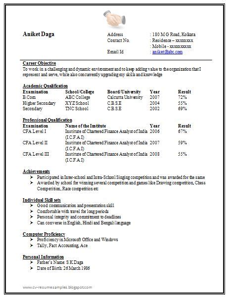 Given below are 5 sample resume formats for freshers in ms word.doc format with two pages, each will give you an idea Awesome One Page Resume Sample For Freshers | Resume ...