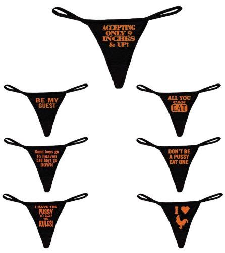 Pack Of 7 Womens Sexy Black Thongs W Funny Orange Graphic Prase Black Xl Birthday Ts For