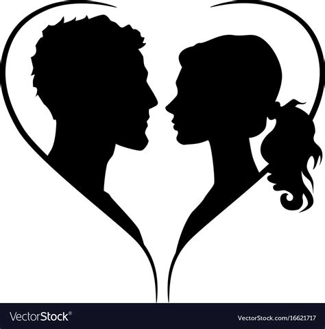 Couple Silhouette In Heart Shape Royalty Free Vector Image