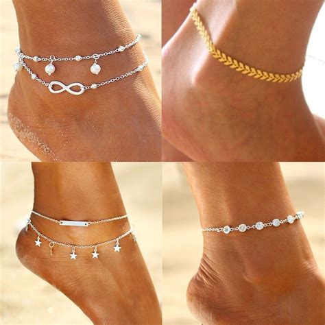 Gold Silver Ankle Bracelet Women Anklet Adjustable Chain Foot Beach