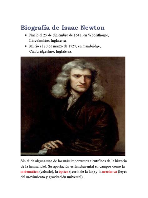 Biografía De Isaac Newton Pdf
