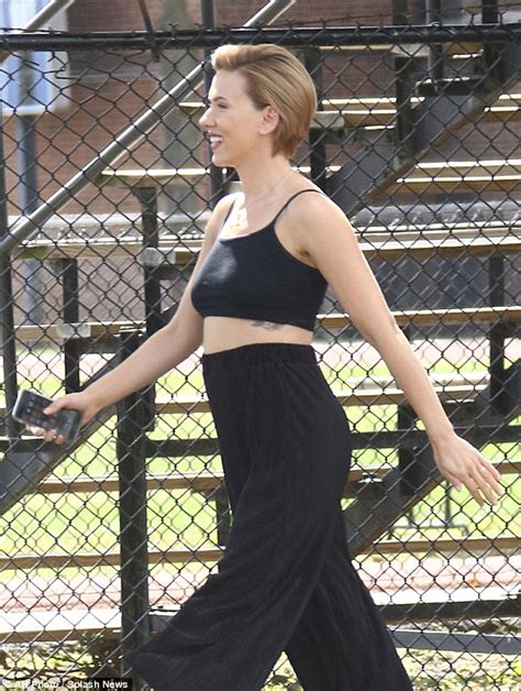 Scarlett Johansson Shows Some Skin In Tiny Crop Top On Set For New Film