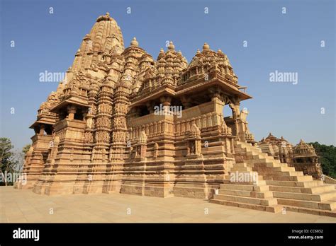 Carved Stone Temples At Khajuraho Unesco World Heritage Site India