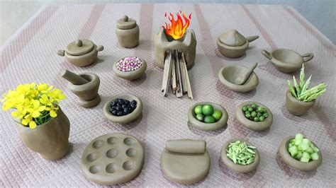 Great Way To Make Handmade Clay Kitchen Set Miniature Cooking Stove