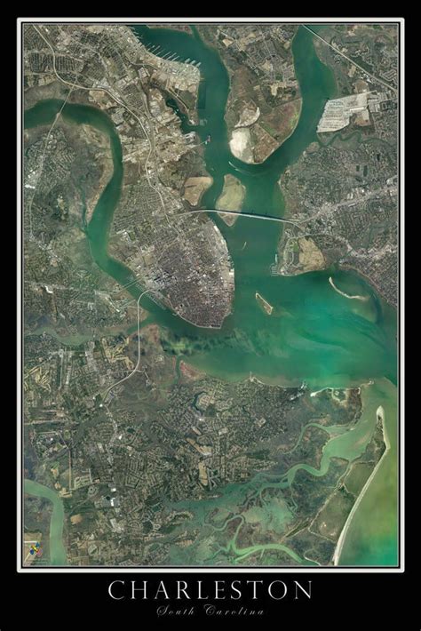 Charleston South Carolina Satellite Poster Map Charleston South