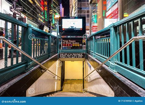 Entry To Subway Station At Times Square New York City Editorial Stock