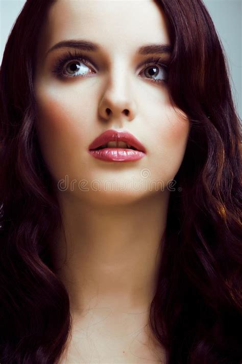 Young Pretty Brunette Woman With Hairstyle Waves Luxury Look Fa Stock