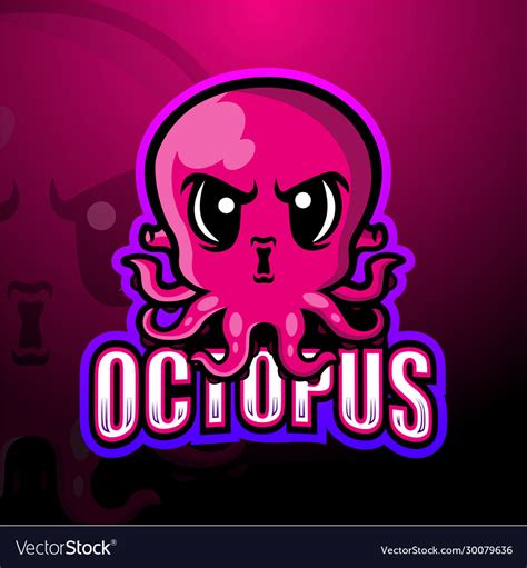 Octopus Mascot Esport Logo Design Royalty Free Vector Image