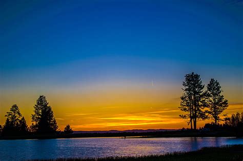 Horizon Lake Lakeside Landscape Sunrise Sunset Trees Waterside