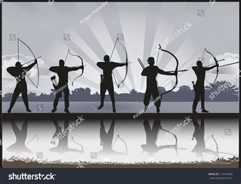 Illustration Group Archers Stock Vector Royalty Free 113766400