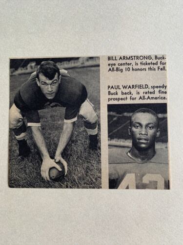 Bill Armstrong Paul Warfield Ohio State 1962 Sands Football Pictorial Co Panel Ebay