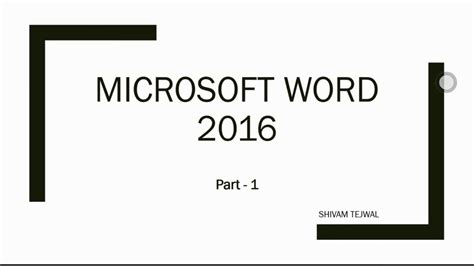 Microsoft Word 2016 Basic Interface Overview Cbse Youtube