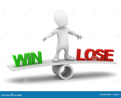 3d Little Man Balances Win Or Lose Stock Illustration Image 43070603