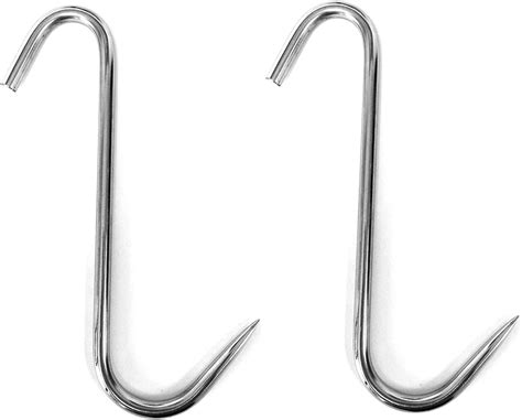 2pc 9 heavy duty and thick alazco stainless steel meat processing butcher hook wild game