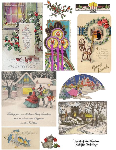 Maybe you would like to learn more about one of these? vintage Christmas card collage sheet by Land Of Nod Studios | Christmas card collage, Christmas ...