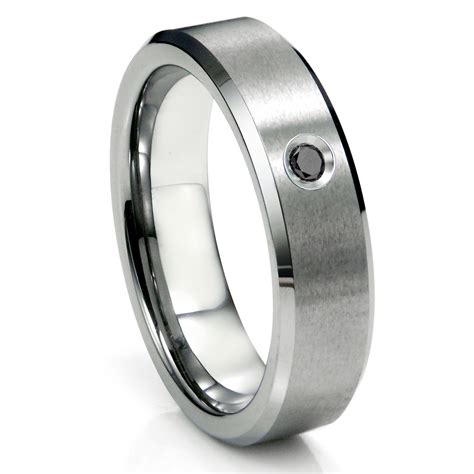 Plus they are backed by our lifetime warranty. Tungsten Carbide Black Diamond Satin Finish Beveled Men's ...