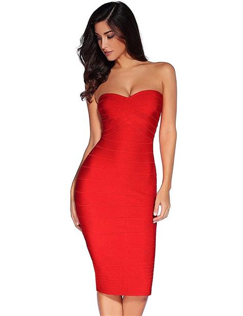 Womens Club Dresses Meilun Womens Knee Strapless Bandage Bodycon Party Dress Clothing