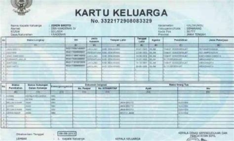 Contoh KK Terbaru Referensi Dan Contoh Kartu Keluarga Terbaru Untuk Keperluan Administrasi