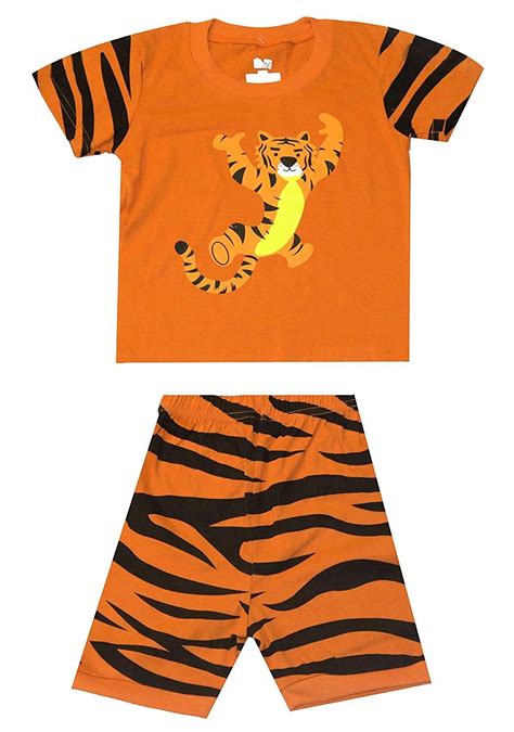 Tiger Little Boys Short Sleepwear Pajamas T Shirt And Pants 100 Cotton