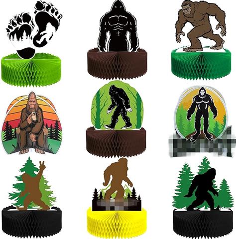9 Pcs Bigfoot Honeycomb Centerpiece Bigfoot Theme Birthday Supplies