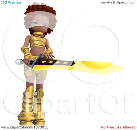 Clipart 3d Black Knight Girl Holding A Sword 3 Royalty Free Cgi