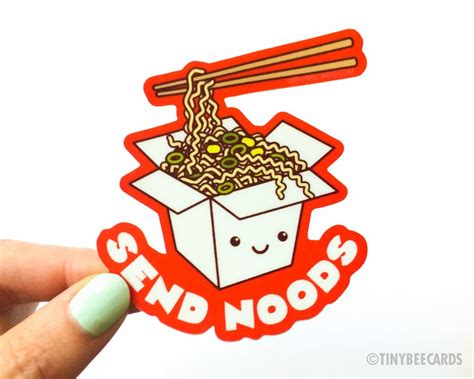Funny Ramen Noodles Vinyl Sticker Send Noods Etsy