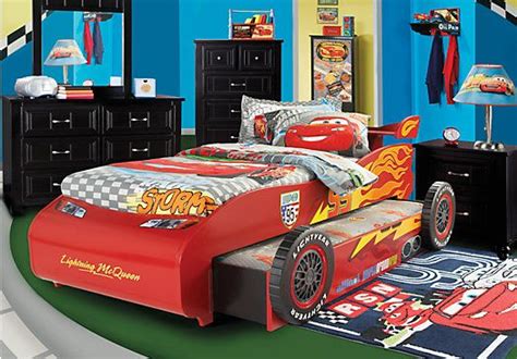 Disney pixar cars lightning mcqueen race car sleep and play toddler bed with attached guardrails by delta children. Shop for a Disney Cars Lightning McQueen 7 Pc Bedroom at ...