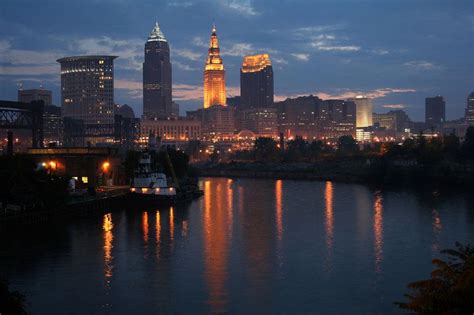 City Lights Cleveland Skyline Downtown Cleveland Ohio Skyline