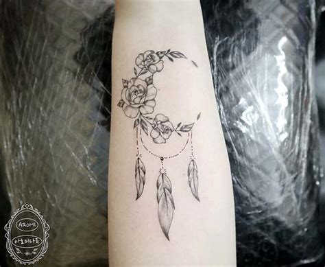 Creative Half Moon Dream Catcher Tattoo Design Tattoo