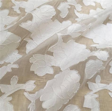 White Organza Jacquard Fabric Bridal Floral Luxury Organza Etsy