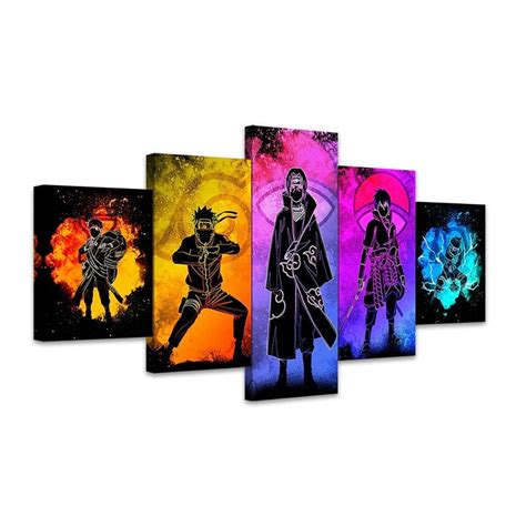 Naruto Anime Uchiha Itachi 5 Panels Wall Art Canvas Poster Etsy