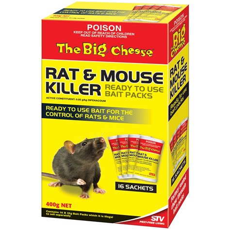 The Big Cheese Rat And Mouse Killer Bait Packs 400g Bunnings Warehouse