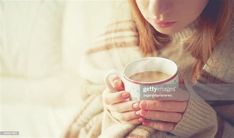 Cup Of Hot Coffee Warming In The Hands Of Girl High Res Stock Photo