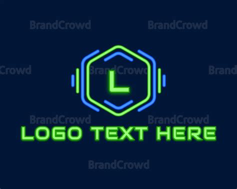 Neon Glow Hexagon Lettermark Logo Brandcrowd Logo Maker