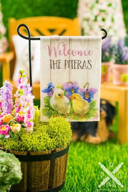 Welcome Personalized Garden Flag Spring Chicks Without