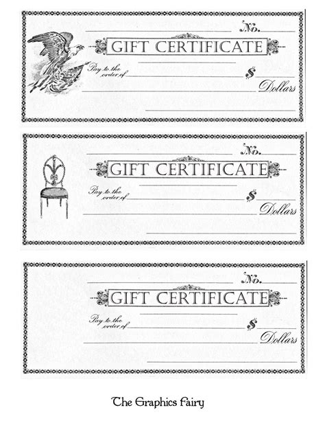 Or, download customizable versions for just $5.00 each. Free Printable - Gift Certificates - The Graphics Fairy