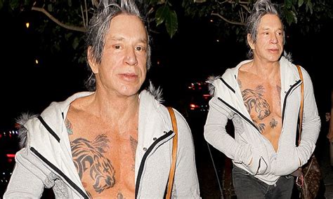 Mickey Rourke Shirtless And Shows Off The Ink On His Bare Chest In La Daily Mail Online