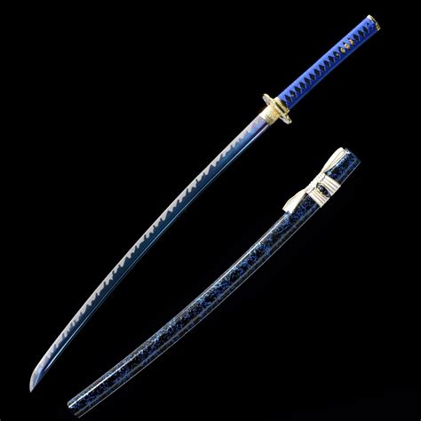 Handmade 1045 Carbon Steel Blue Blade Full Tang Real Japanese Katana