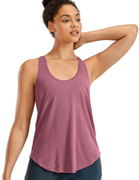 Crz Yoga Womens Pima Cotton Workout Crop Top Open Back Activewear