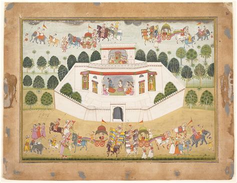 Krishna And Balarama Within A Walled Palace Page From A Dispersed