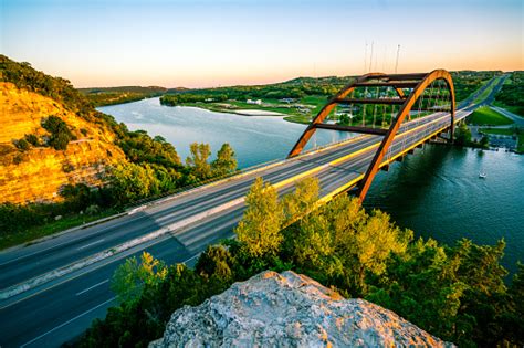 360brücke Oder Pennybacker Brücke Austin Texas Wahrzeichen Hängebrücke