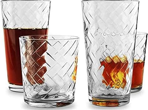 Circleware Blocks Set Of 4 Heavy Base Drinking Whiskey Glasses Glassware Cups For