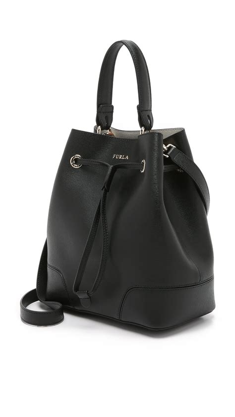 Lyst Furla Stacy Small Drawstring Bucket Bag In Black
