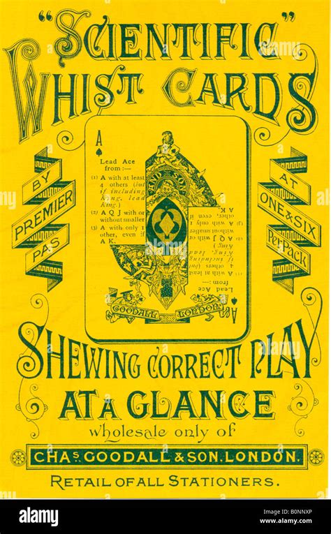 Advertisement Leaflet For Scientific Whist Cards Circa 1891 Stock Photo